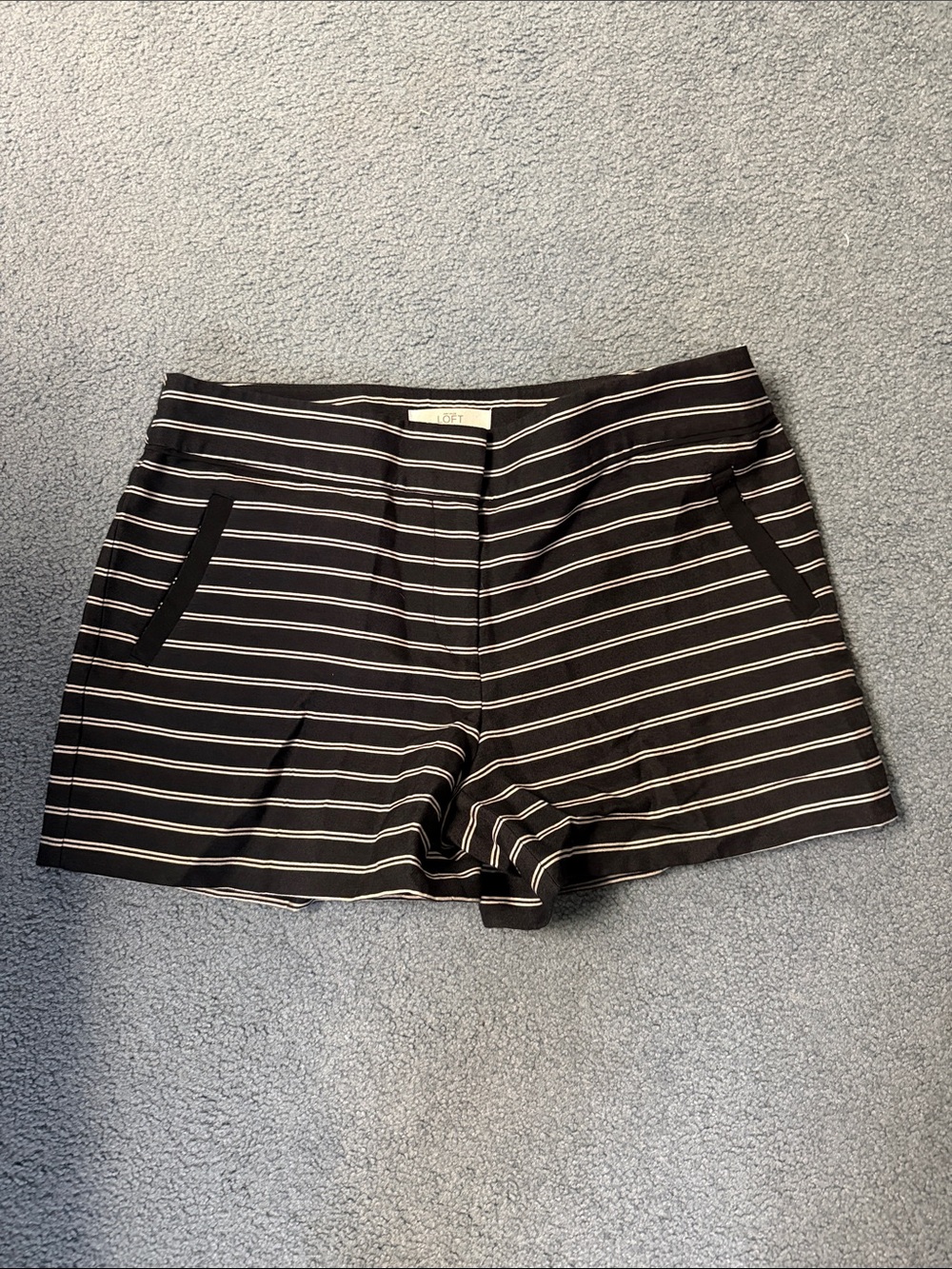 LOFT Black Shorts with White Pinstripes